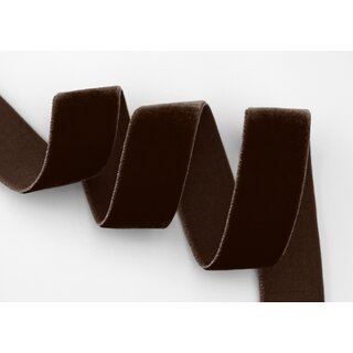 Elastisches Samtband BRAUN (691) 1 m x 22 mm METERWARE Samt einseitig Stretch Velour