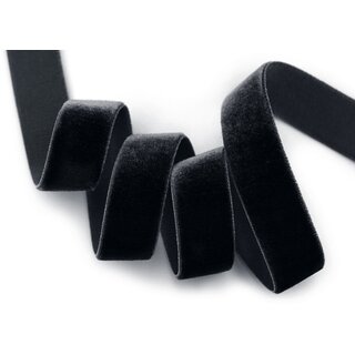 Elastisches Samtband SCHWARZ (725) 1 m x 22 mm METERWARE Samt einseitig Stretch Velour