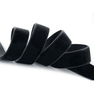 Elastisches Samtband SCHWARZ (725) 1 m x 22 mm METERWARE Samt einseitig Stretch Velour