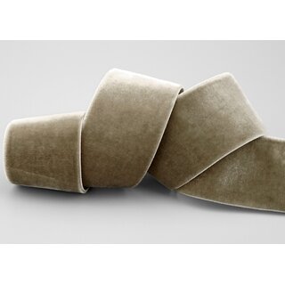 Elastisches Samtband TAUPE (639) 1 m x 36 mm METERWARE Samt einseitig Stretch Velour