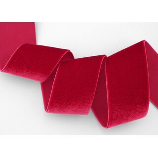 Elastisches Samtband ROT | DUNKELROT (340) 1 m x 36 mm METERWARE Samt einseitig Stretch Velour