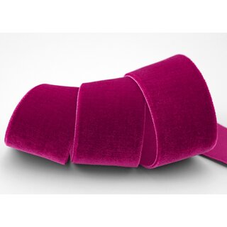 Elastisches Samtband WEINROT (360) 1 m x 36 mm METERWARE Samt einseitig Stretch Velour