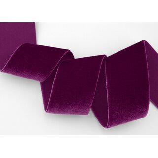 Elastisches Samtband BURGUND | BORDEAUX (385) 1 m x 36 mm METERWARE Samt einseitig Stretch Velour