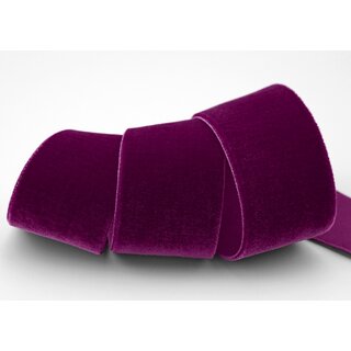 Elastisches Samtband BURGUND | BORDEAUX (385) 1 m x 36 mm METERWARE Samt einseitig Stretch Velour
