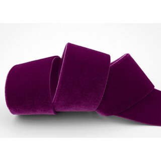 Elastisches Samtband BURGUND | BORDEAUX (385) 1 m x 36 mm METERWARE Samt einseitig Stretch Velour