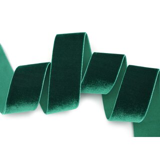 Elastisches Samtband DUNKELGRN (871) 1 m x 36 mm METERWARE Samt einseitig Stretch Velour