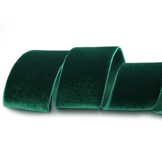Elastisches Samtband DUNKELGRN (871) 1 m x 36 mm METERWARE Samt einseitig Stretch Velour