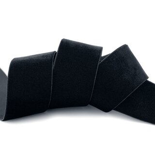 Elastisches Samtband SCHWARZ (725) 1 m x 36 mm METERWARE Samt einseitig Stretch Velour