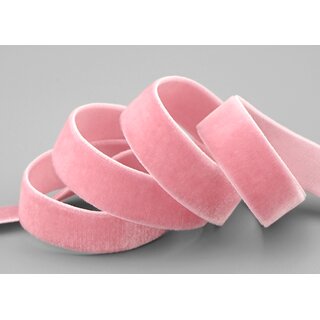 Elastisches Samtband ROSA (257) 1 m x 16 mm METERWARE Samt einseitig Stretch Velour