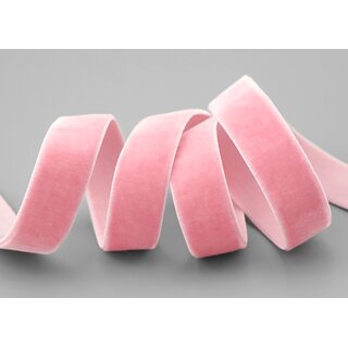 Elastisches Samtband ROSA (257) 1 m x 16 mm METERWARE Samt einseitig Stretch Velour