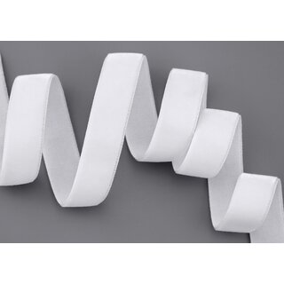 Elastisches Samtband WEISS (401) 1 m x 16 mm METERWARE Samt einseitig Stretch Velour