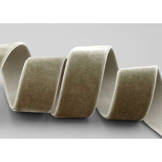 Elastisches Samtband TAUPE (639) 1 m x 16 mm METERWARE Samt einseitig Stretch Velour