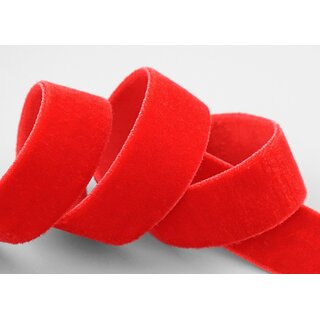 Elastisches Samtband ROT | KNALLROT (315) 1 m x 16 mm METERWARE Samt einseitig Stretch Velour