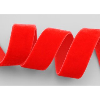 Elastisches Samtband ROT | KNALLROT (315) 1 m x 16 mm METERWARE Samt einseitig Stretch Velour
