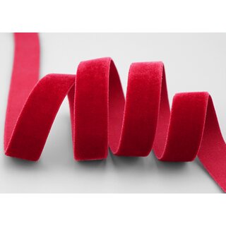 Elastisches Samtband ROT | DUNKELROT (340) 1 m x 16 mm METERWARE Samt einseitig Stretch Velour