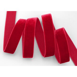 Elastisches Samtband ROT | DUNKELROT (340) 1 m x 16 mm METERWARE Samt einseitig Stretch Velour