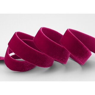 Elastisches Samtband WEINROT (360) 1 m x 16 mm METERWARE Samt einseitig Stretch Velour