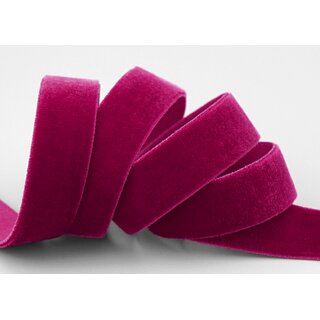 Elastisches Samtband WEINROT (360) 1 m x 16 mm METERWARE Samt einseitig Stretch Velour