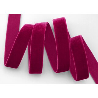 Elastisches Samtband WEINROT (360) 1 m x 16 mm METERWARE Samt einseitig Stretch Velour