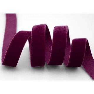 Elastisches Samtband BURGUND | BORDEAUX (385) 1 m x 16 mm METERWARE Samt einseitig Stretch Velour