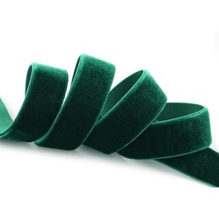 Elastisches Samtband DUNKELGRN (871) 1 m x 16 mm METERWARE Samt einseitig Stretch Velour