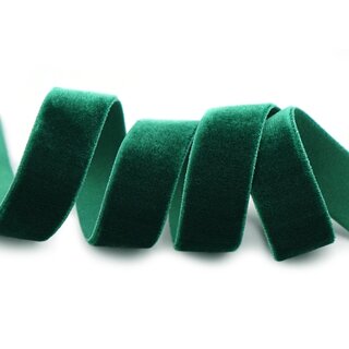Elastisches Samtband DUNKELGRN (871) 1 m x 16 mm METERWARE Samt einseitig Stretch Velour