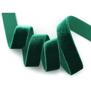 Elastisches Samtband DUNKELGRN (871) 1 m x 16 mm METERWARE Samt einseitig Stretch Velour