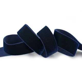 Elastisches Samtband DUNKELBLAU (590) 1 m x 16 mm METERWARE Samt einseitig Stretch Velour