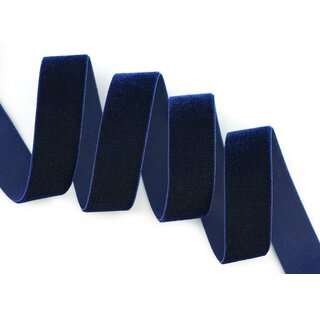 Elastisches Samtband DUNKELBLAU (590) 1 m x 16 mm METERWARE Samt einseitig Stretch Velour