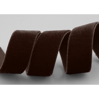 Elastisches Samtband BRAUN (691) 1 m x 16 mm METERWARE Samt einseitig Stretch Velour