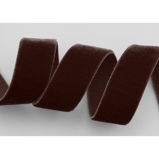 Elastisches Samtband BRAUN (691) 1 m x 16 mm METERWARE Samt einseitig Stretch Velour