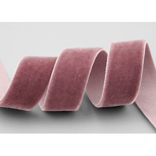 Elastisches Samtband ALTROSA Dunkel (263) 1 m x 22 mm METERWARE Samt einseitig Stretch Velour