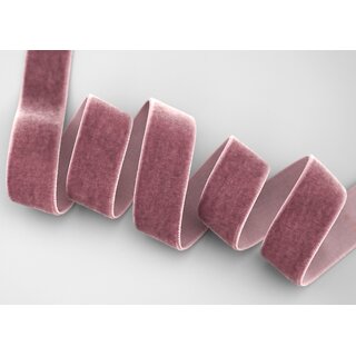 Elastisches Samtband ALTROSA Dunkel (263) 1 m x 16 mm METERWARE Samt einseitig Stretch Velour