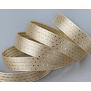 Satinband mit Lurex Punkten BEIGE Gold 3 m x 15 mm...