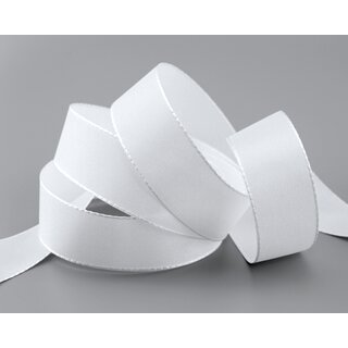 Dekoband TAFTBAND 50 m x 25 mm WEISS Geschenkband Stoffband Taft Visco