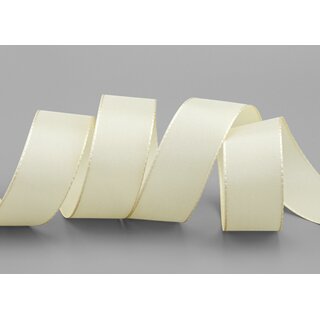 Dekoband TAFTBAND 50 m x 25 mm CREME Ivory Geschenkband Stoffband Taft Visco