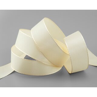 Dekoband TAFTBAND 50 m x 25 mm CREME Ivory Geschenkband Stoffband Taft Visco