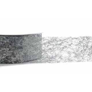 VLIES Dekoband 3 m x 40 mm SILBER Vliesband Geschenkband Schleifenband Transparent