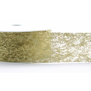 VLIES Dekoband 3 m x 40 mm GOLD Vliesband Geschenkband Schleifenband Transparent