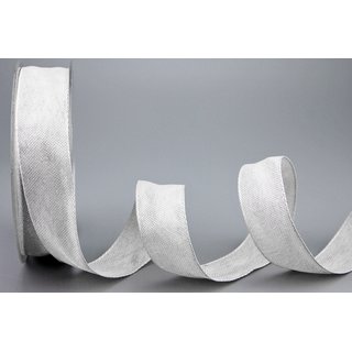20 m x 25 mm Dekoband OLIVER HELLGRAU Grau (127) Stoffband mit Drahtkanten Schleifenband Nordstil Geschenkband