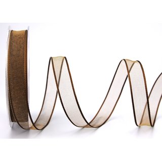 3 m x 15 mm Dekoband CHIFFON BRAUN transparent...