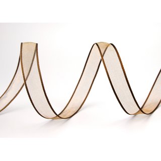 20 m x 15 mm Dekoband CHIFFON BRAUN transparent Schleifenband aus Organza mit formstabilen Kanten