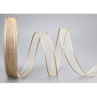 3 m x 15 mm Dekoband CHIFFON BEIGE transparent...