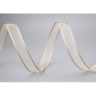 3 m x 15 mm Dekoband CHIFFON BEIGE transparent Schleifenband aus Organza mit formstabilen Kanten