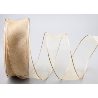 3 m x 40 mm Dekoband CHIFFON BEIGE transparent...