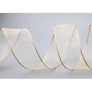 20 m x 40 mm Dekoband CHIFFON BEIGE transparent Schleifenband aus Organza mit formstabilen Kanten