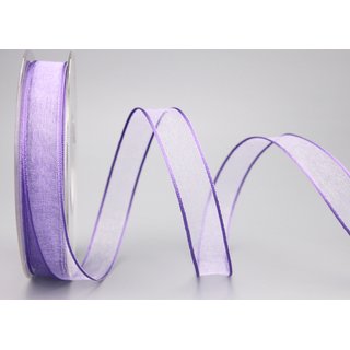 20 m x 15 mm Dekoband CHIFFON FLIEDER Lavendel transparent Schleifenband aus Organza mit formstabilen Kanten