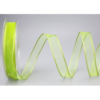 3 m x 15 mm Dekoband CHIFFON HELLGRN Grn transparent Schleifenband aus Organza mit formstabilen Kanten