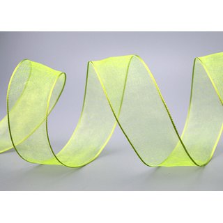 3 m x 40 mm Dekoband CHIFFON HELLGRN Grn transparent Schleifenband aus Organza mit formstabilen Kanten