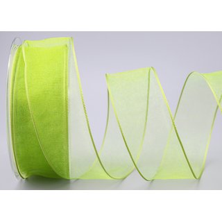 20 m x 40 mm Dekoband CHIFFON HELLGRN Grn transparent Schleifenband aus Organza mit formstabilen Kanten